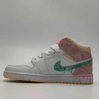 Nike Zapatillas de Baloncesto Blanco Multicolor con Detalle de Drip-Paint Alto