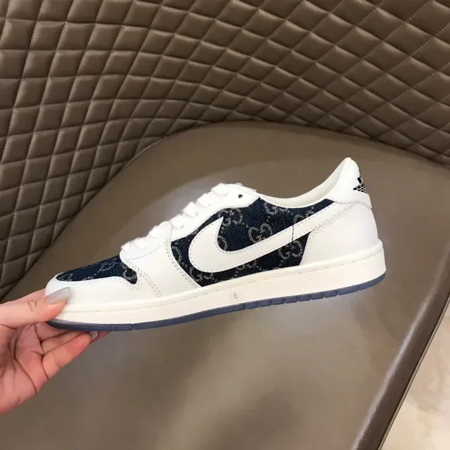 Nike White Navy Low-Top Denim-Panelled Lifestyle Sneakers 3