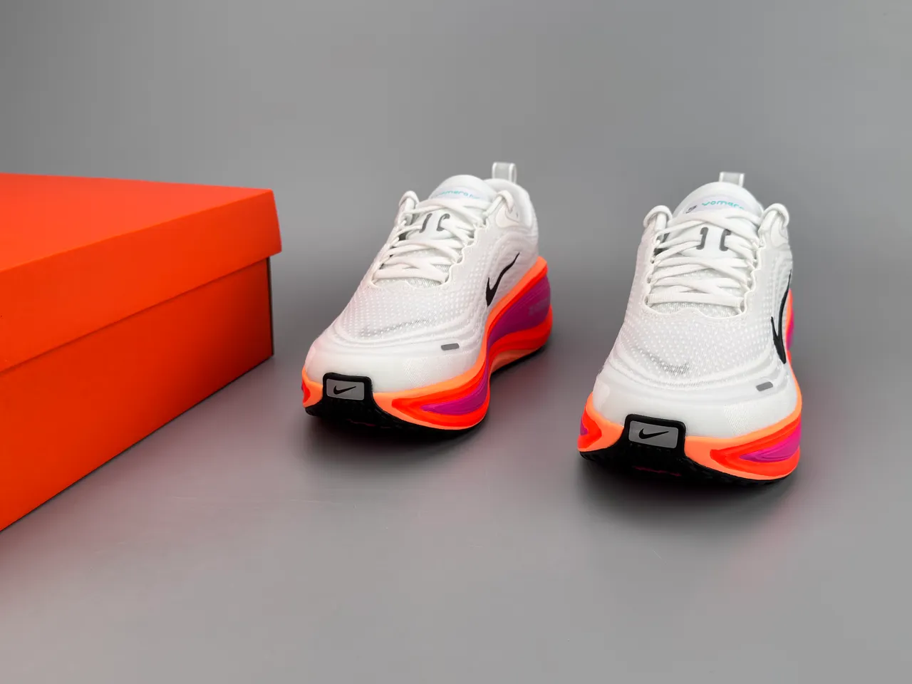 Nike White Orange Engineered Mesh Upper Sculpted Wavy Midsole Running Shoes 3