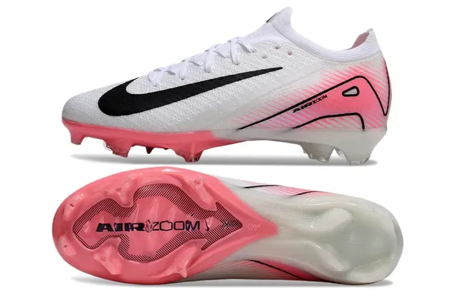 Nike White Pink Low-Cut Knit Upper Molded FG Studs Firm-Ground Soccer Shoes 5