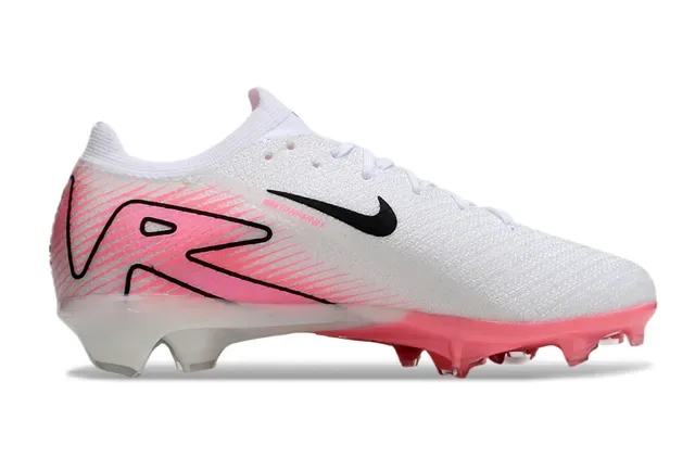 Nike White Pink Low-Cut Knit Upper Molded FG Studs Firm-Ground Soccer Shoes 7