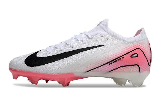 Nike White Pink Low-Cut Knit Upper Molded FG Studs Firm-Ground Soccer Shoes 8