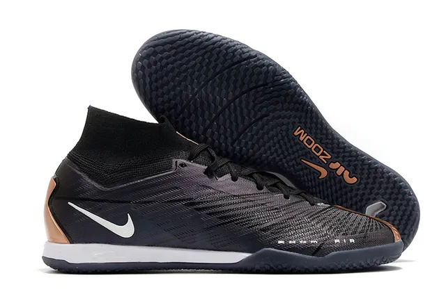Nike zapatillas de fútbol indoor con cuello alto Flyknit en blanco y morado 9