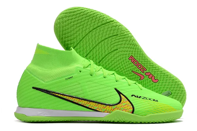 Nike zapatillas de fútbol indoor con cuello alto Flyknit en blanco y morado 11