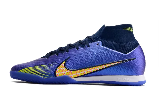 Nike zapatillas de fútbol indoor con cuello alto Flyknit en blanco y morado 18