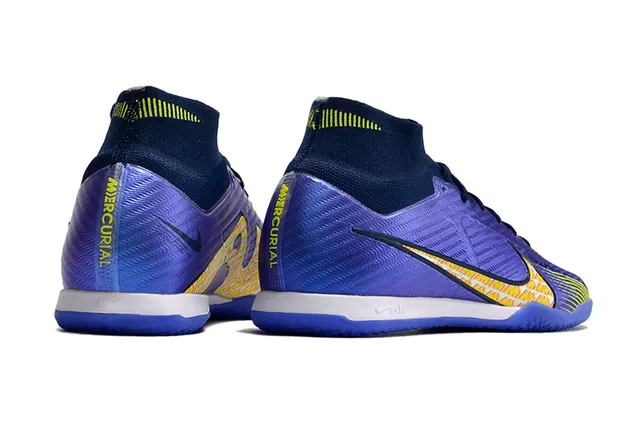 Nike zapatillas de fútbol indoor con cuello alto Flyknit en blanco y morado 20