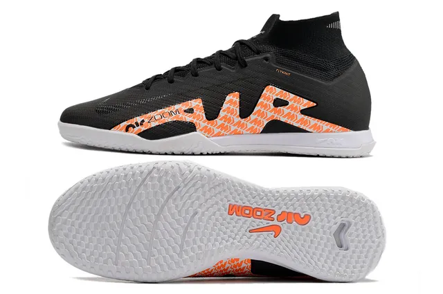 Nike zapatillas de fútbol indoor con cuello alto Flyknit en blanco y morado 21