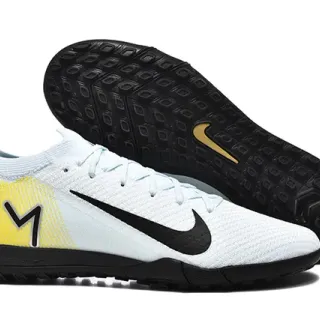 Nike zapatos de fútbol indoor con upper de knit blanco y amarillo, collar bajo