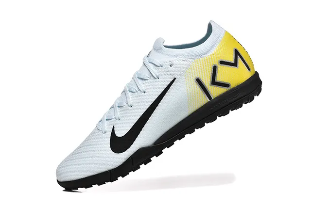 Nike White Yellow Knit Upper Low-Cut Collar Indoor Soccer Shoes 4