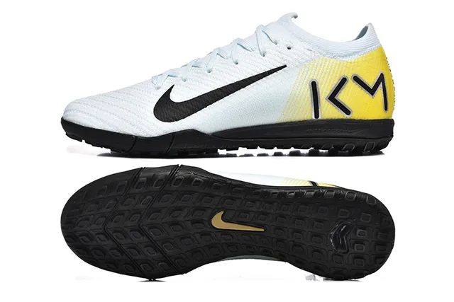 Nike White Yellow Knit Upper Low-Cut Collar Indoor Soccer Shoes 9