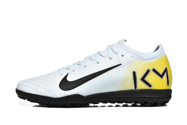 Nike White Yellow Knit Upper Low-Cut Collar Indoor Soccer Shoes 10