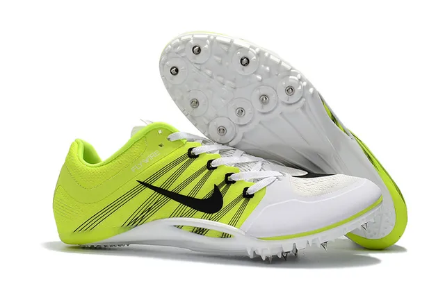 Nike Yellow Pink Low-Profile Sprint Spike Flywire Upper Running Shoes 7
