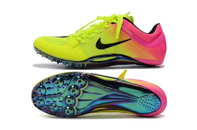 Nike Yellow Pink Low-Profile Sprint Spike Flywire Upper Running Shoes 10