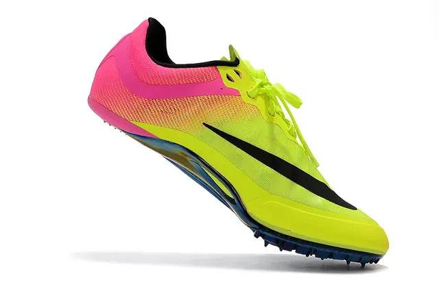 Nike Yellow Pink Low-Profile Sprint Spike Flywire Upper Running Shoes 11