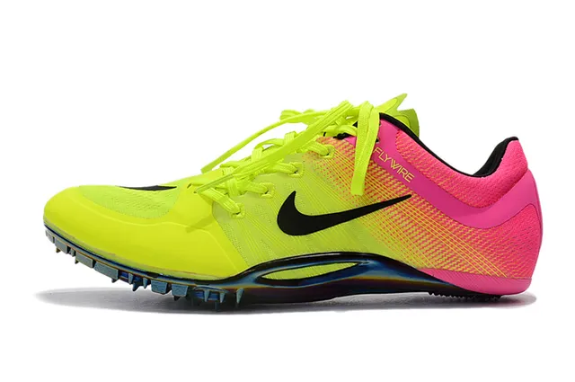 Nike Yellow Pink Low-Profile Sprint Spike Flywire Upper Running Shoes 13