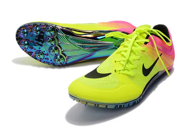 Nike Yellow Pink Low-Profile Sprint Spike Flywire Upper Running Shoes 16