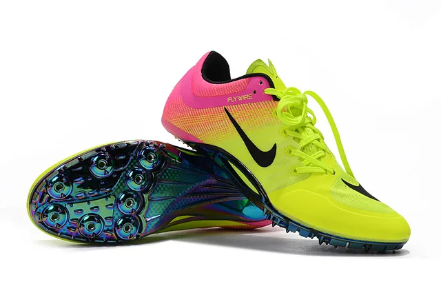 Nike Yellow Pink Low-Profile Sprint Spike Flywire Upper Running Shoes 17