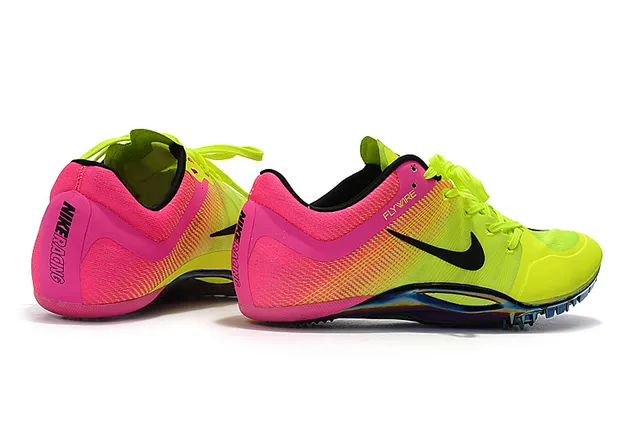 Nike Yellow Pink Low-Profile Sprint Spike Flywire Upper Running Shoes 18