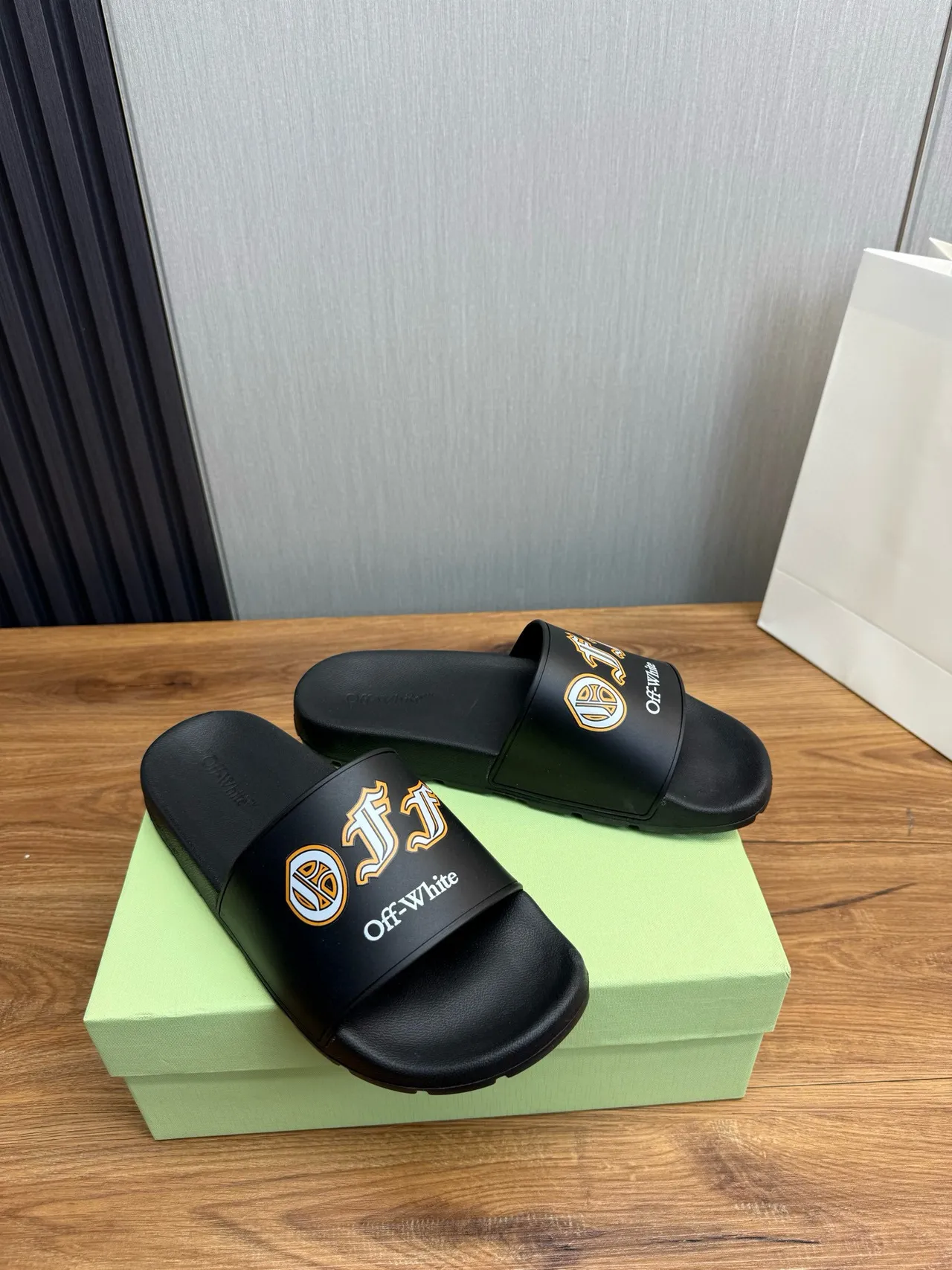 Off-White Anchor Logo Black Slide Slippers 3