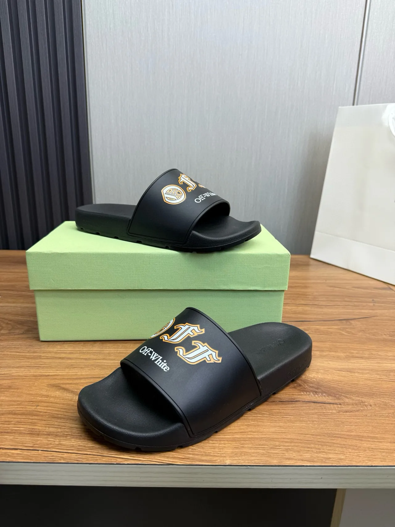 Off-White Anchor Logo Black Slide Slippers 4