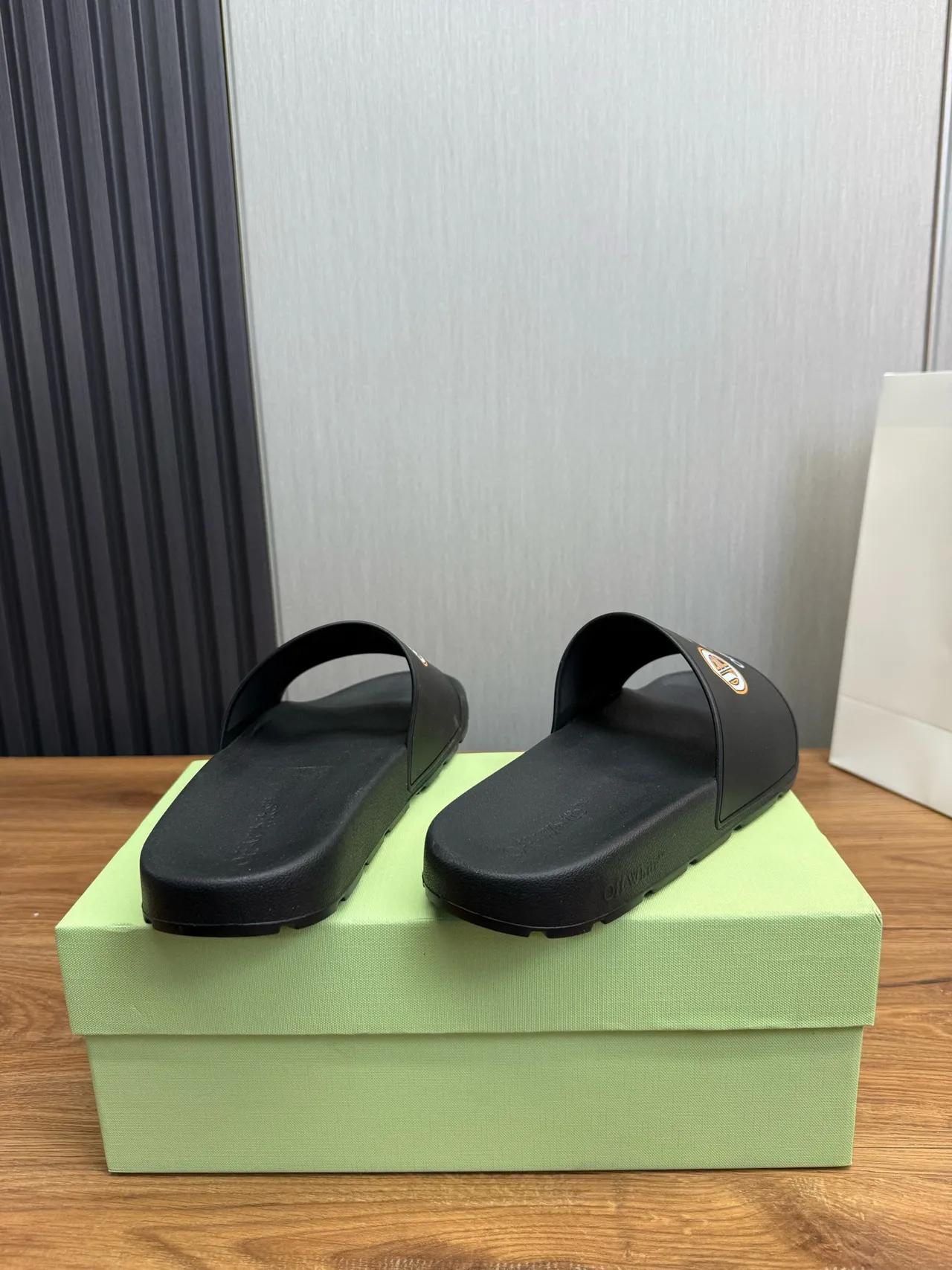 Off-White Anchor Logo Black Slide Slippers 5