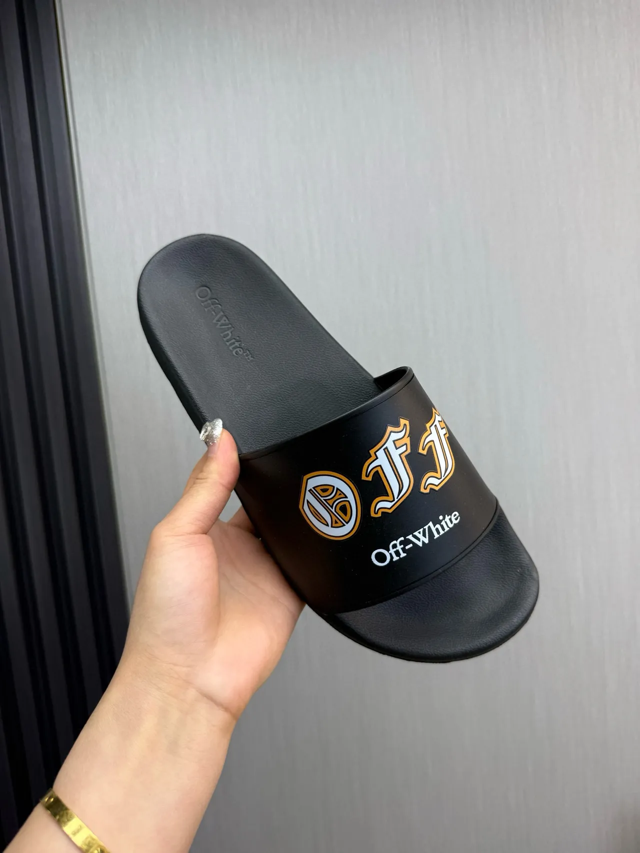 Off-White Anchor Logo Black Slide Slippers 8