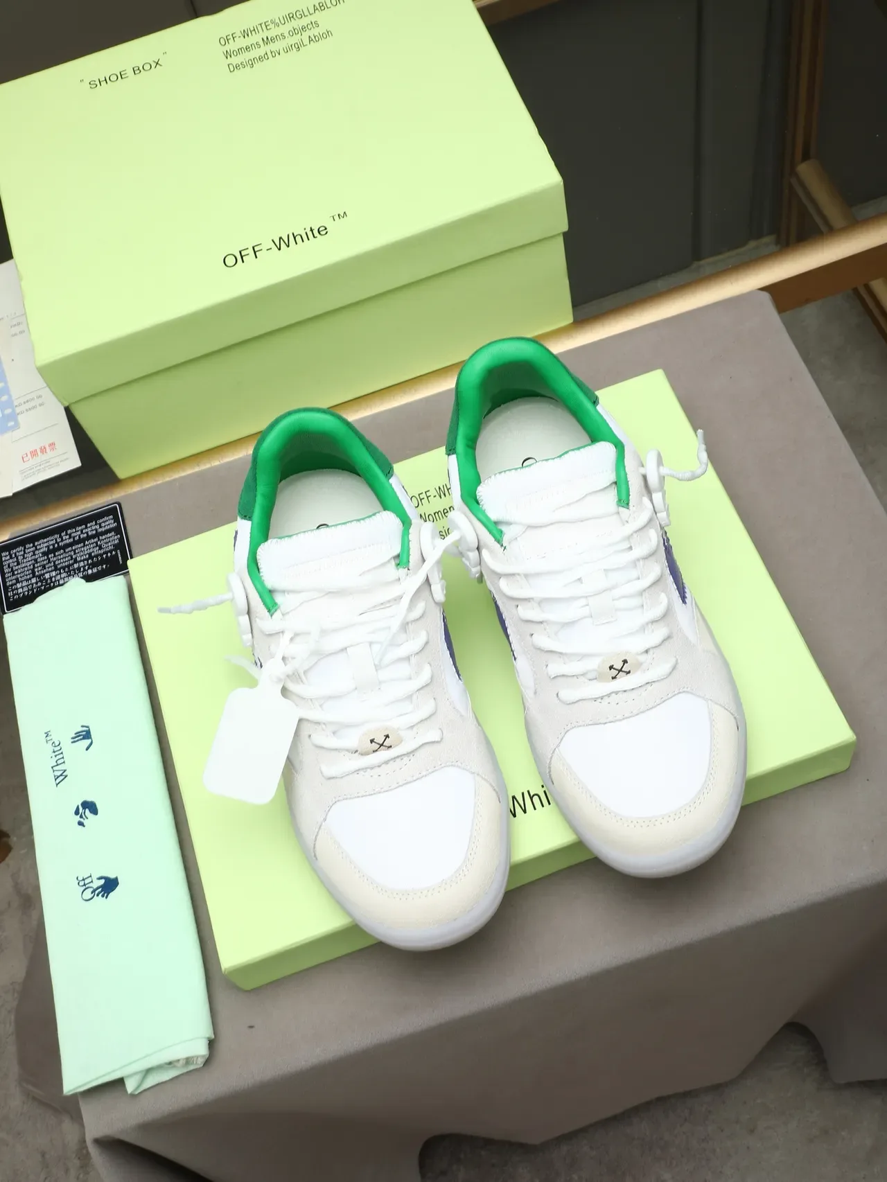 Off-White Arrow Motif Sneakers Lifestyle Blanc Vert Violet 3