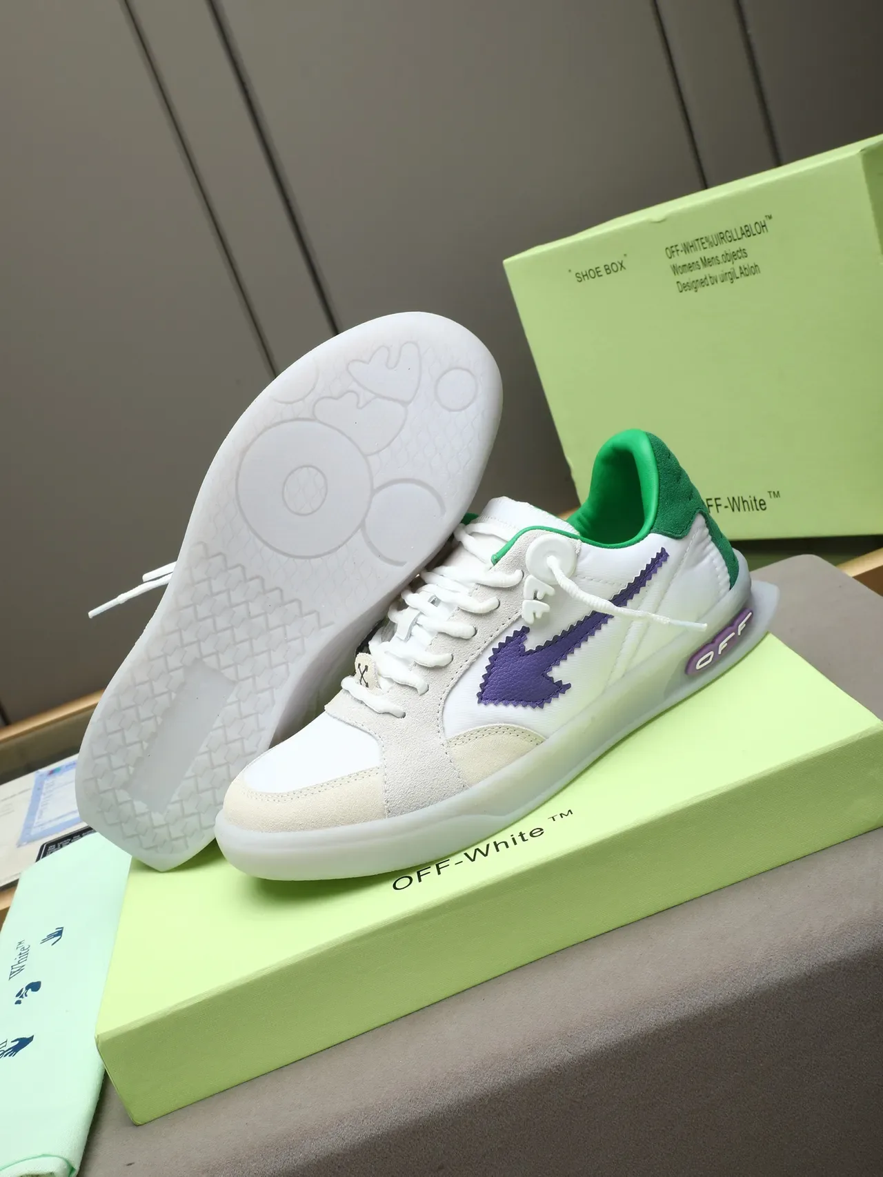 Off-White Arrow Motif Sneakers Lifestyle Blanc Vert Violet 5