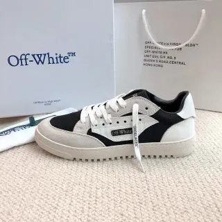 Off-White Black Beige Low-Top Textile-Suede Hybrid Lifestyle Sneakers