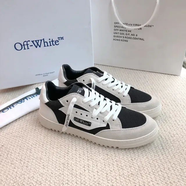 Off-White Noir Beige Baskets Lifestyle Basses Hybrides en Textile-Suede 6