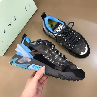 Off-White Black Blue Industrial Runner Layered Mesh-Synthetic Upper Chunky Sneakers