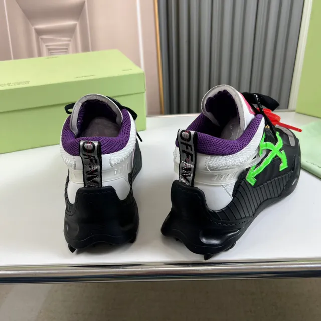 Off-White काला हरा सोल औद्योगिक तीर मोटिफ चंकी स्नीकर 6