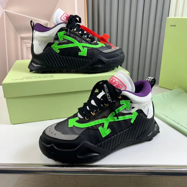Off-White काला हरा सोल औद्योगिक तीर मोटिफ चंकी स्नीकर 7