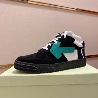 Off-White Black High-Top Suede And Leather Panelled Lifestyle Sneakers