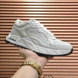 Off-White Black Industrial Design Layered Mesh And Leather Chunky Sneakers