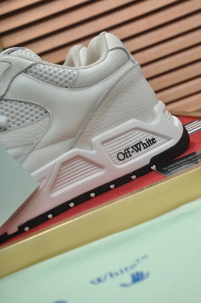 Off-White Negro Diseño Industrial Malla Layered Y Cuero Zapatillas Chunky 2