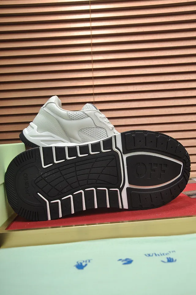 Off-White Negro Diseño Industrial Malla Layered Y Cuero Zapatillas Chunky 4
