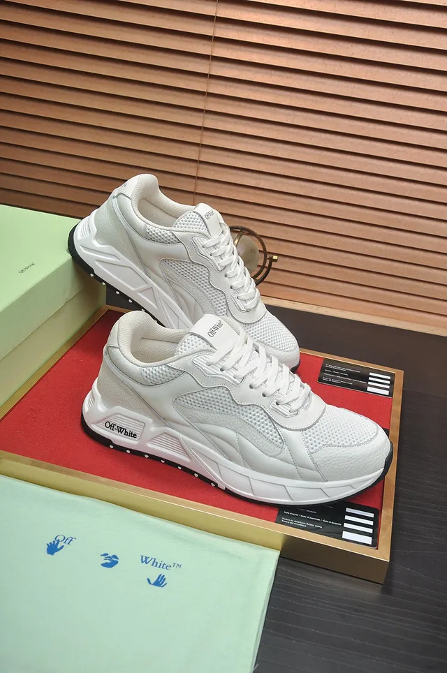 Off-White Negro Diseño Industrial Malla Layered Y Cuero Zapatillas Chunky 5