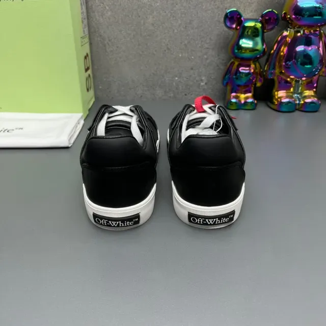 Off-White Black Red Leather Upper Stitched X Logo Lifestyle Sneakers 7