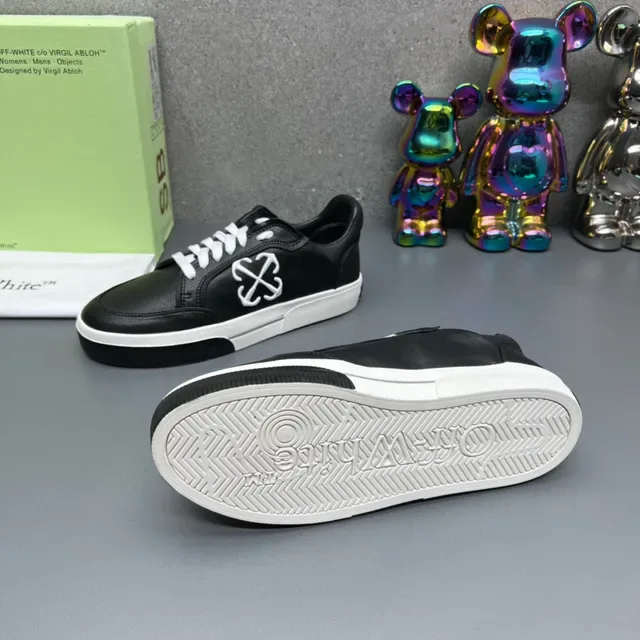 Off-White Black Red Leather Upper Stitched X Logo Lifestyle Sneakers 8