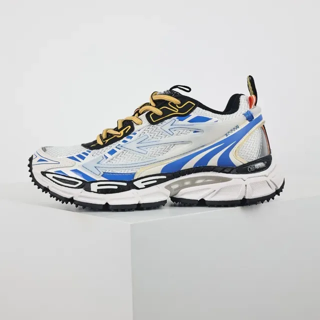 Off-White 蓝色鞋底 层叠网眼和合成覆盖 厚底运动鞋 9