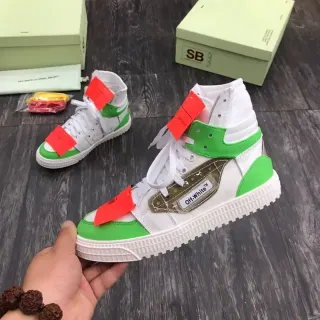 Off-White Green High-Top Layered Construction Lifestyle Sneakers