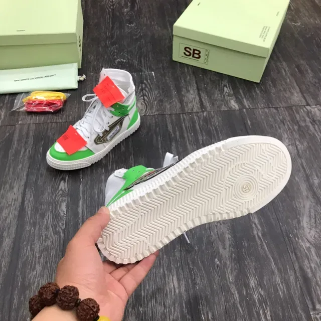 Off-White Green High-Top Layered Construction Lifestyle Sneakers 2