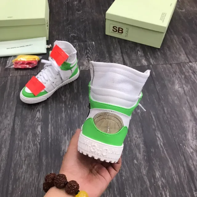 Off-White Green High-Top Layered Construction Lifestyle Sneakers 3
