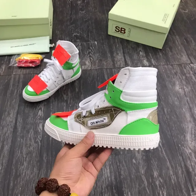 Off-White Green High-Top Layered Construction Lifestyle Sneakers 4