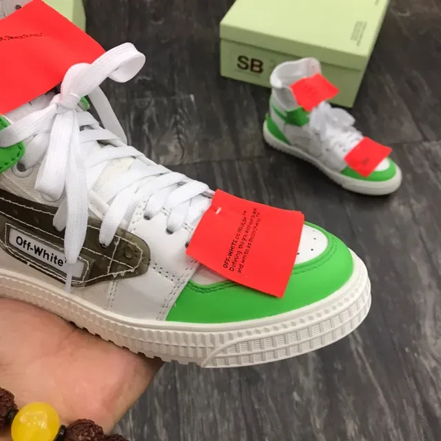 Off-White Green High-Top Layered Construction Lifestyle Sneakers 5