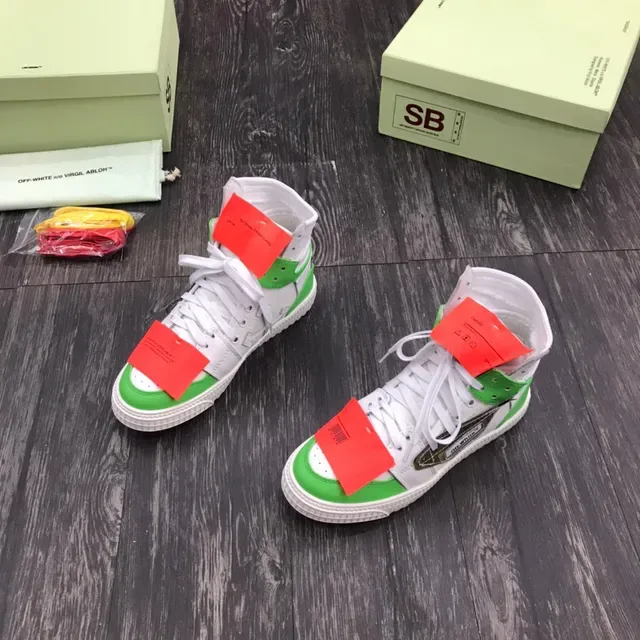 Off-White Green High-Top Layered Construction Lifestyle Sneakers 6
