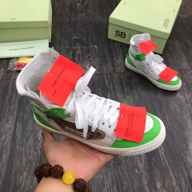 Off-White Green High-Top Layered Construction Lifestyle Sneakers 7