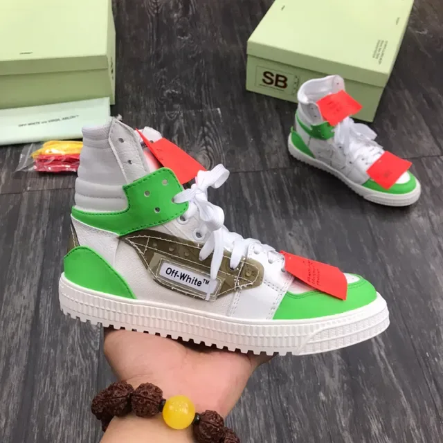 Off-White Green High-Top Layered Construction Lifestyle Sneakers 8