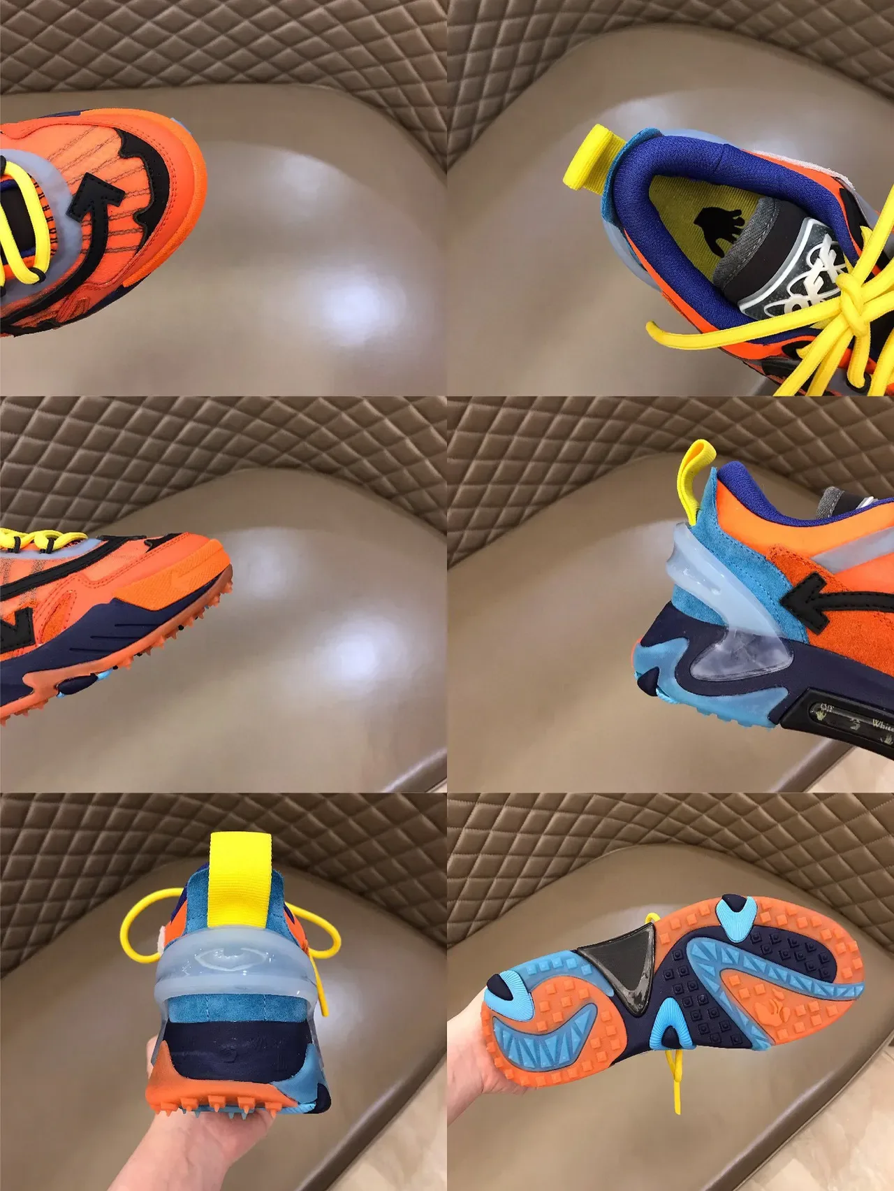 Off-White Zapatillas Chunky Runner Industrial Naranja Azul Suela Multicapas 2